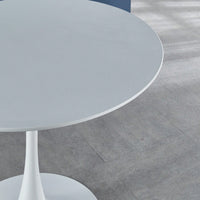 Mid-Century Modern Round Dining Table For 4-6 People With MDF Top And Elegant Pedestal Base