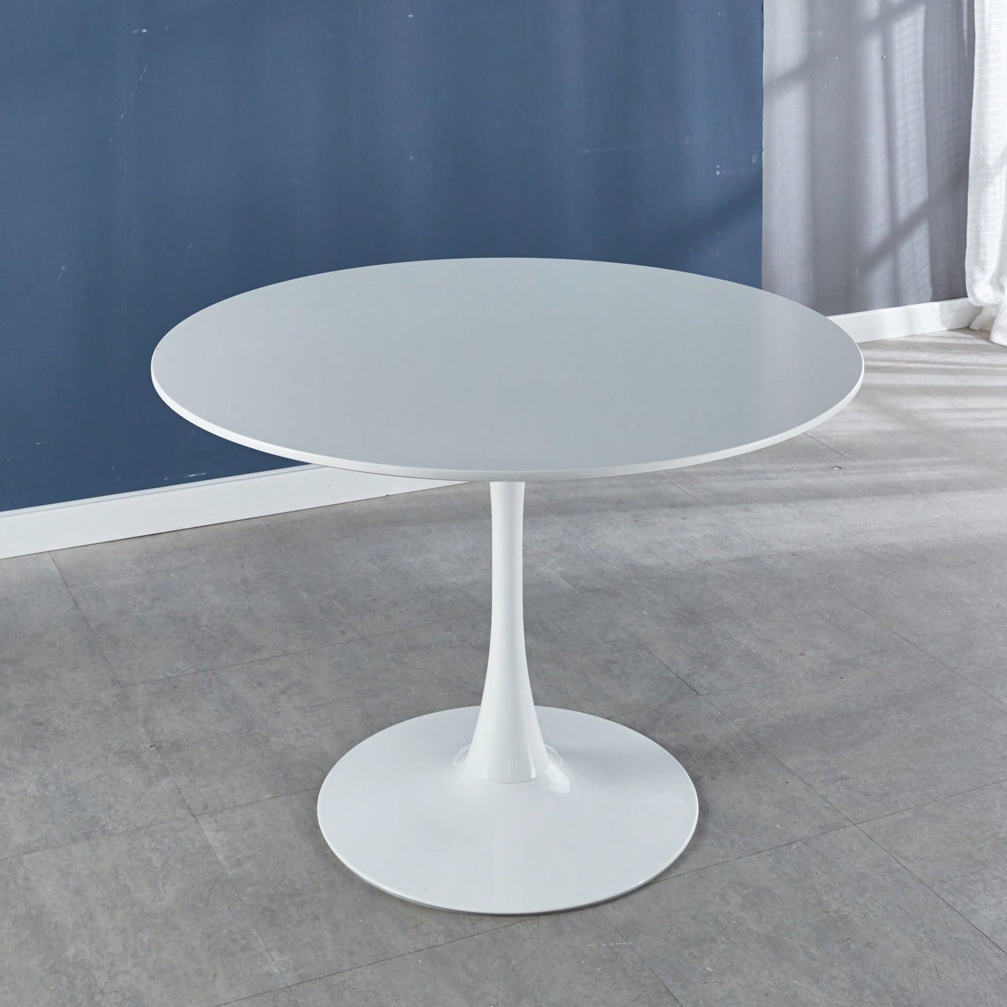 Mid-Century Modern Round Dining Table For 4-6 People With MDF Top And Elegant Pedestal Base