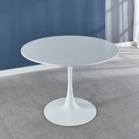 Mid-Century Modern Round Dining Table For 4-6 People With MDF Top And Elegant Pedestal Base