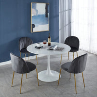 Mid-Century Modern Round Dining Table For 4-6 People With MDF Top And Elegant Pedestal Base