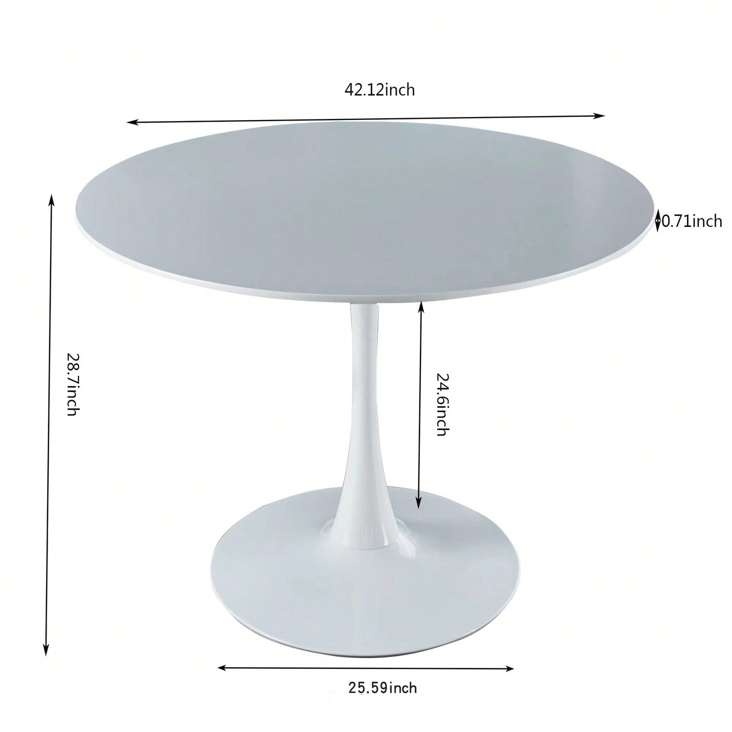 Mid-Century Modern Round Dining Table For 4-6 People With MDF Top And Elegant Pedestal Base