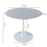 Mid-Century Modern Round Dining Table For 4-6 People With MDF Top And Elegant Pedestal Base