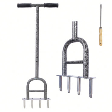 4 Corer Plug Aerator Tool With Soft Grip For Lawn Aeration And Soil Health Improvement