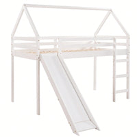 Twin Size Loft Bed With Slide And House Design White