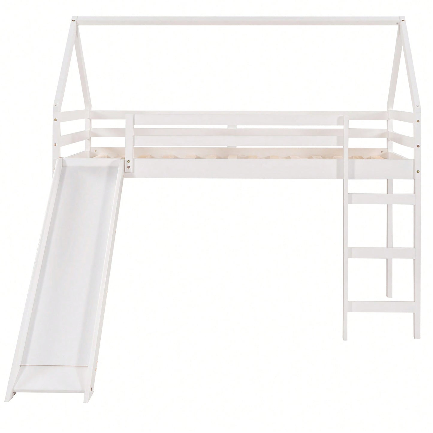 Twin Size Loft Bed With Slide And House Design White