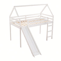 Twin Size Loft Bed With Slide And House Design White