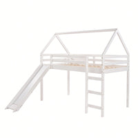 Twin Size Loft Bed With Slide And House Design White