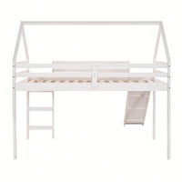 Twin Size Loft Bed With Slide And House Design White