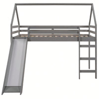 Twin Size Loft Bed With Slide And House Design White