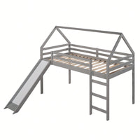 Twin Size Loft Bed With Slide And House Design White