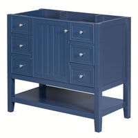 36 Inch Blue Bathroom Vanity Cabinet Base With One Cabinet And Three Drawers