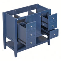 36 Inch Blue Bathroom Vanity Cabinet Base With One Cabinet And Three Drawers