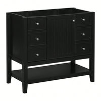 36 Inch Blue Bathroom Vanity Cabinet Base With One Cabinet And Three Drawers