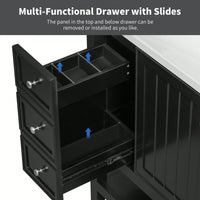 36 Inch Blue Bathroom Vanity Cabinet Base With One Cabinet And Three Drawers