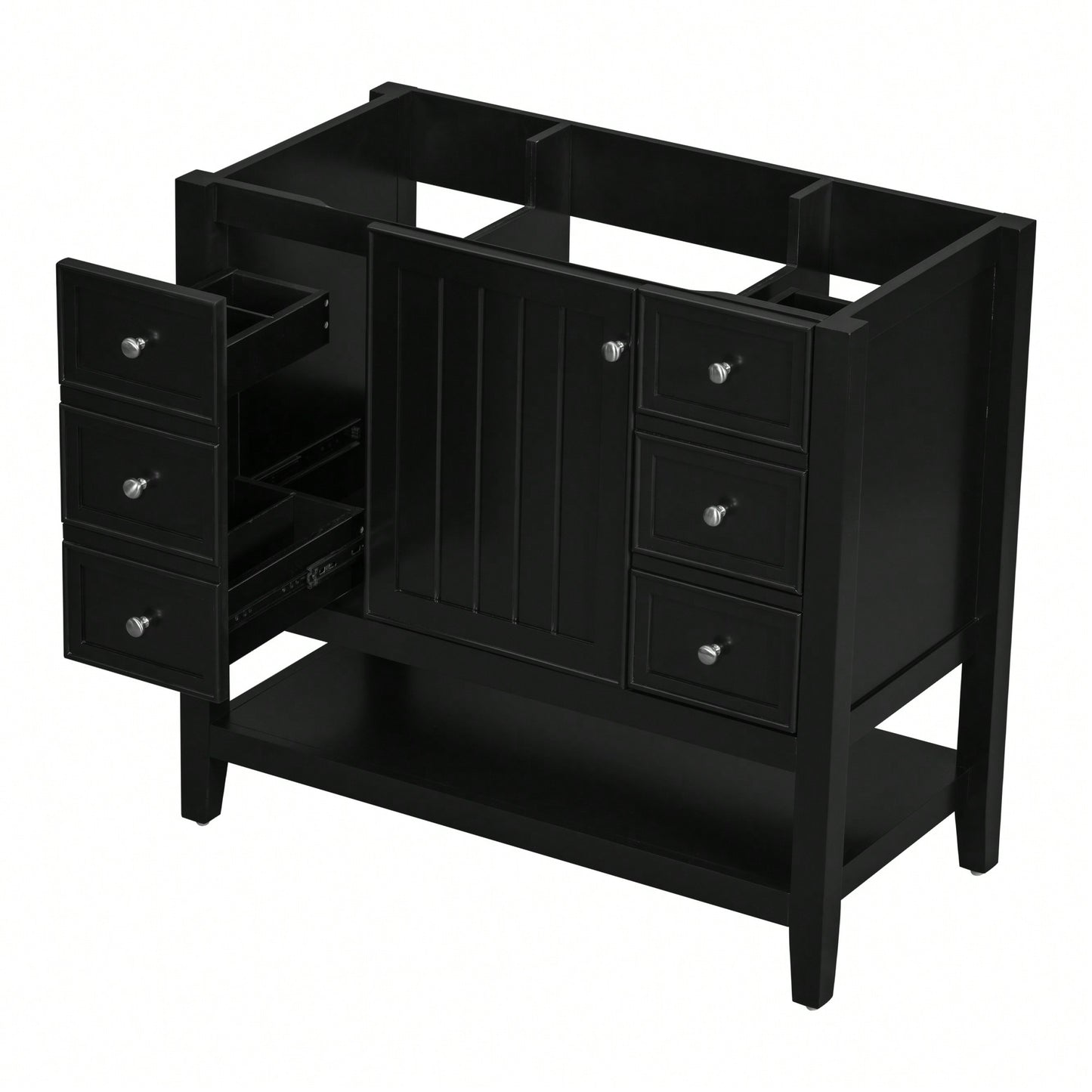 36 Inch Blue Bathroom Vanity Cabinet Base With One Cabinet And Three Drawers