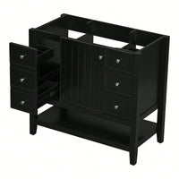 36 Inch Blue Bathroom Vanity Cabinet Base With One Cabinet And Three Drawers