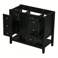 36 Inch Blue Bathroom Vanity Cabinet Base With One Cabinet And Three Drawers