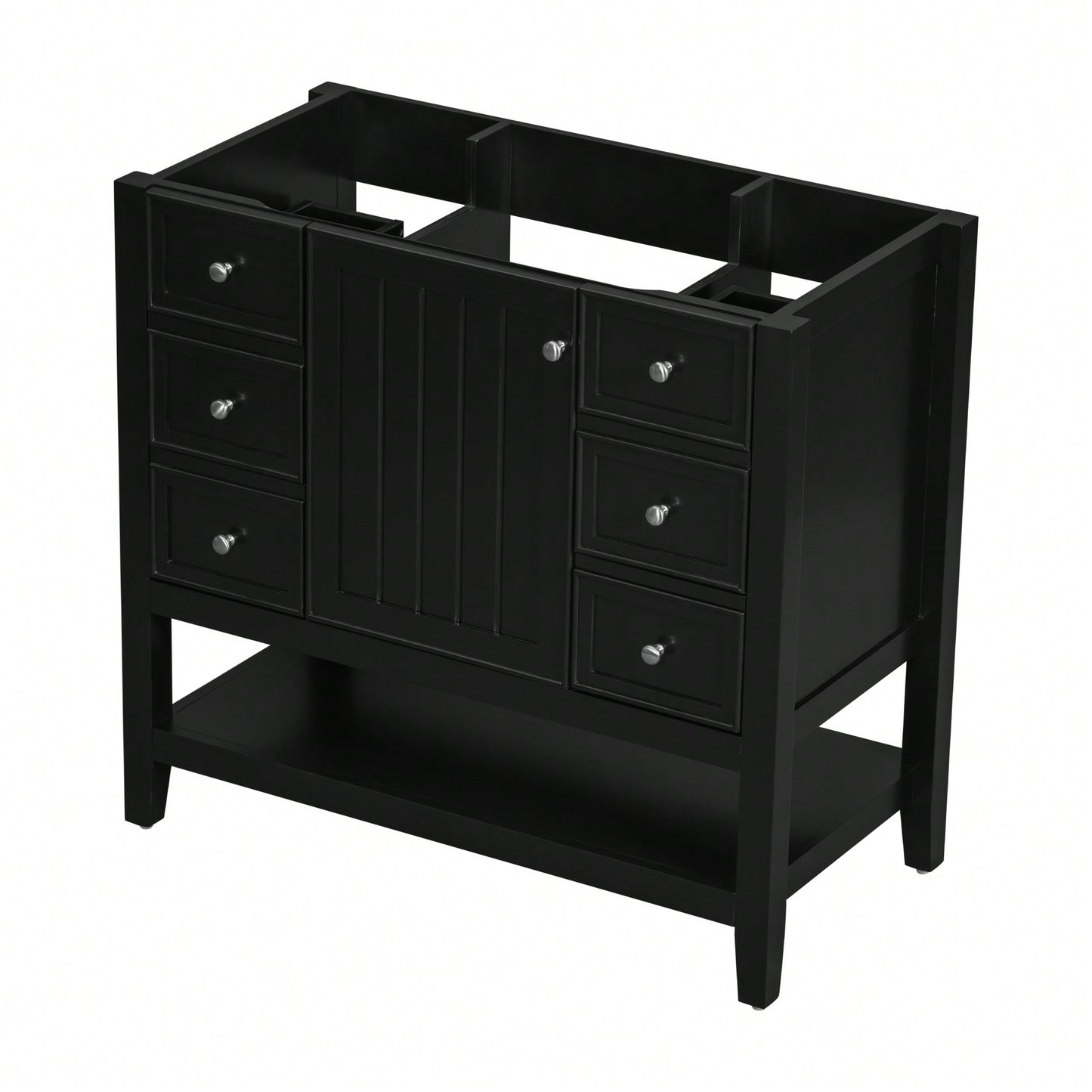 36 Inch Blue Bathroom Vanity Cabinet Base With One Cabinet And Three Drawers