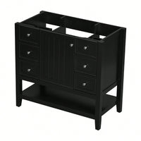 36 Inch Blue Bathroom Vanity Cabinet Base With One Cabinet And Three Drawers