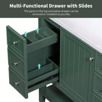36 Inch Blue Bathroom Vanity Cabinet Base With One Cabinet And Three Drawers