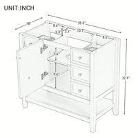 36 Inch Blue Bathroom Vanity Cabinet Base With One Cabinet And Three Drawers