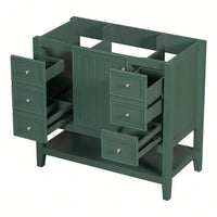 36 Inch Blue Bathroom Vanity Cabinet Base With One Cabinet And Three Drawers