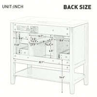 36 Inch Blue Bathroom Vanity Cabinet Base With One Cabinet And Three Drawers