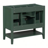 36 Inch Blue Bathroom Vanity Cabinet Base With One Cabinet And Three Drawers