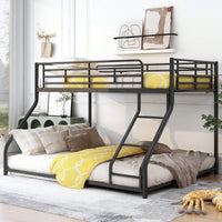 Twin XL Over Queen Metal Bunk Bed In Black Finish