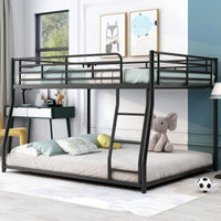 Full XL Over Queen Metal Bunk Bed In Black Finish For Space-Saving Sleeping Solution