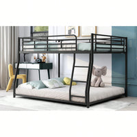 Full XL Over Queen Metal Bunk Bed In Black Finish For Space-Saving Sleeping Solution