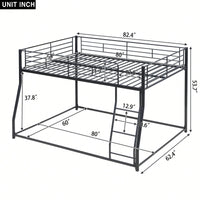 Full XL Over Queen Metal Bunk Bed In Black Finish For Space-Saving Sleeping Solution