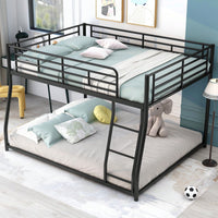 Full XL Over Queen Metal Bunk Bed In Black Finish For Space-Saving Sleeping Solution