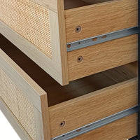 6-Drawer Rattan Storage Cabinet For Bedroom And Living Room Natural Finish