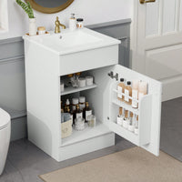 Compact Black Bathroom Vanity With Sink And Adjustable Storage Shelf