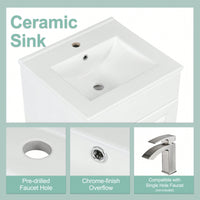 Compact Black Bathroom Vanity With Sink And Adjustable Storage Shelf