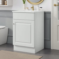 Compact Black Bathroom Vanity With Sink And Adjustable Storage Shelf