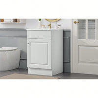 Compact Black Bathroom Vanity With Sink And Adjustable Storage Shelf