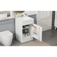 Compact Black Bathroom Vanity With Sink And Adjustable Storage Shelf