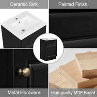 Compact Black Bathroom Vanity With Sink And Adjustable Storage Shelf
