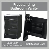 Compact Black Bathroom Vanity With Sink And Adjustable Storage Shelf