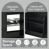 Compact Black Bathroom Vanity With Sink And Adjustable Storage Shelf