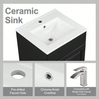 Compact Black Bathroom Vanity With Sink And Adjustable Storage Shelf