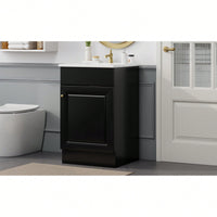 Compact Black Bathroom Vanity With Sink And Adjustable Storage Shelf