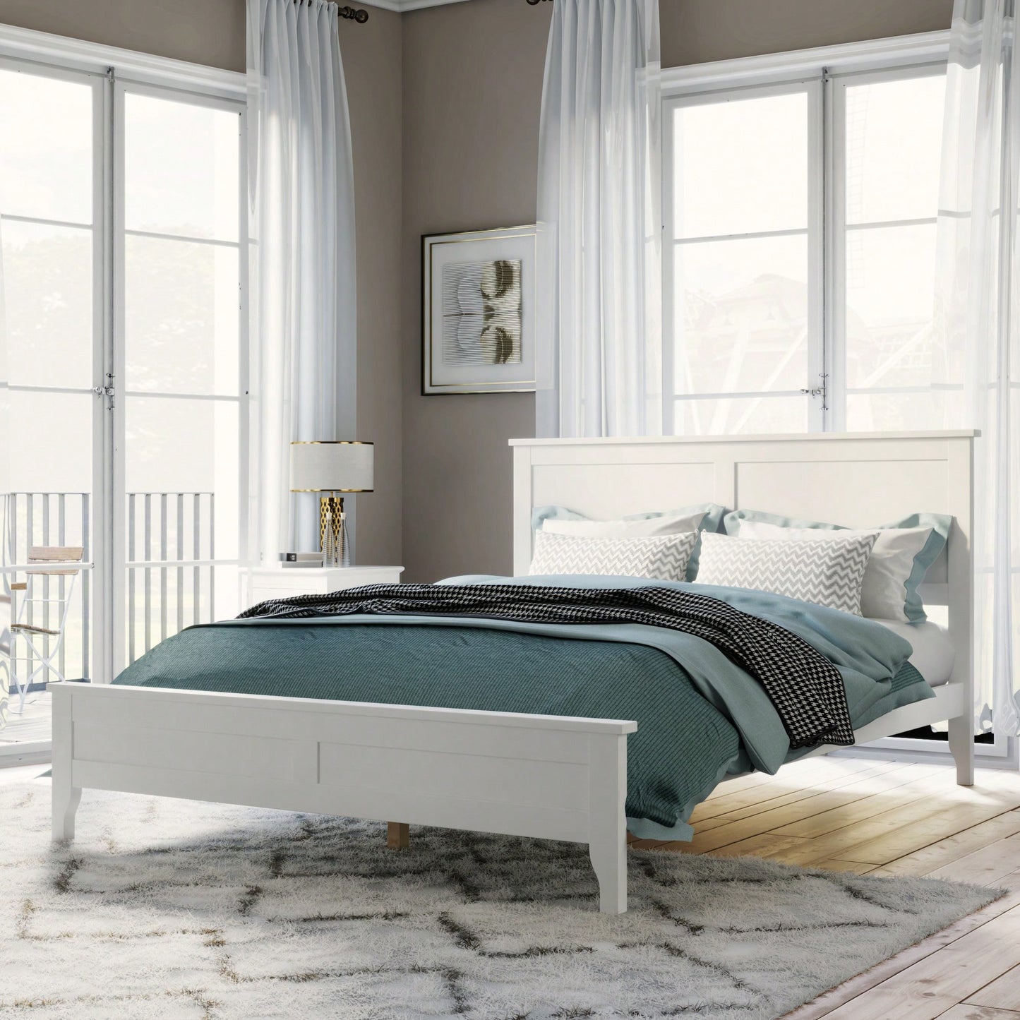 Elegant Solid Wood Queen Platform Bed In Modern Design