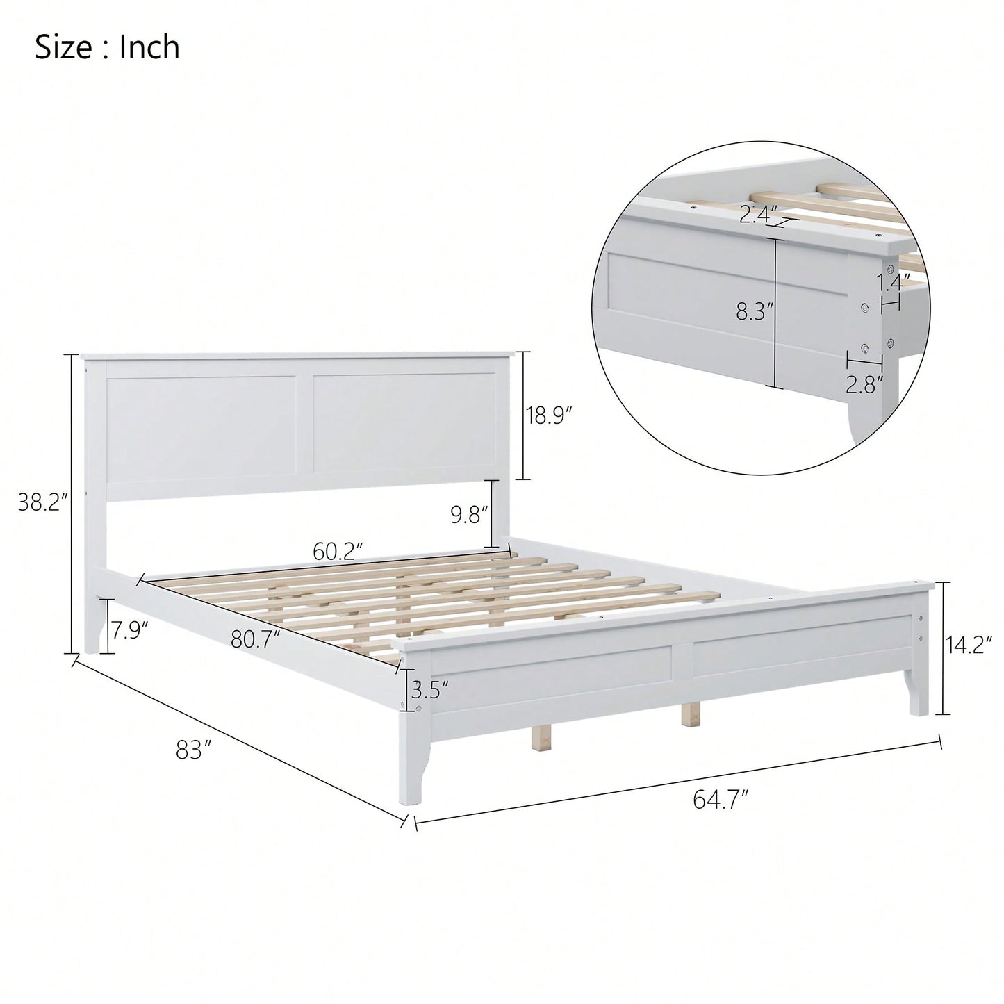 Elegant Solid Wood Queen Platform Bed In Modern Design