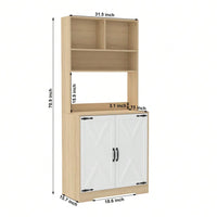 Modern 3-Tier Freestanding Pantry Cabinet With Double Doors And Adjustable Shelves For Kitchen And Dining Room Storage