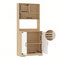 Modern 3-Tier Freestanding Pantry Cabinet With Double Doors And Adjustable Shelves For Kitchen And Dining Room Storage