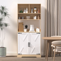 Modern 3-Tier Freestanding Pantry Cabinet With Double Doors And Adjustable Shelves For Kitchen And Dining Room Storage