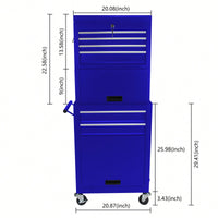 Rolling Tool Chest With 6 Lockable Drawers And Detachable Toolbox For Garage And Workshop Storage - Blue